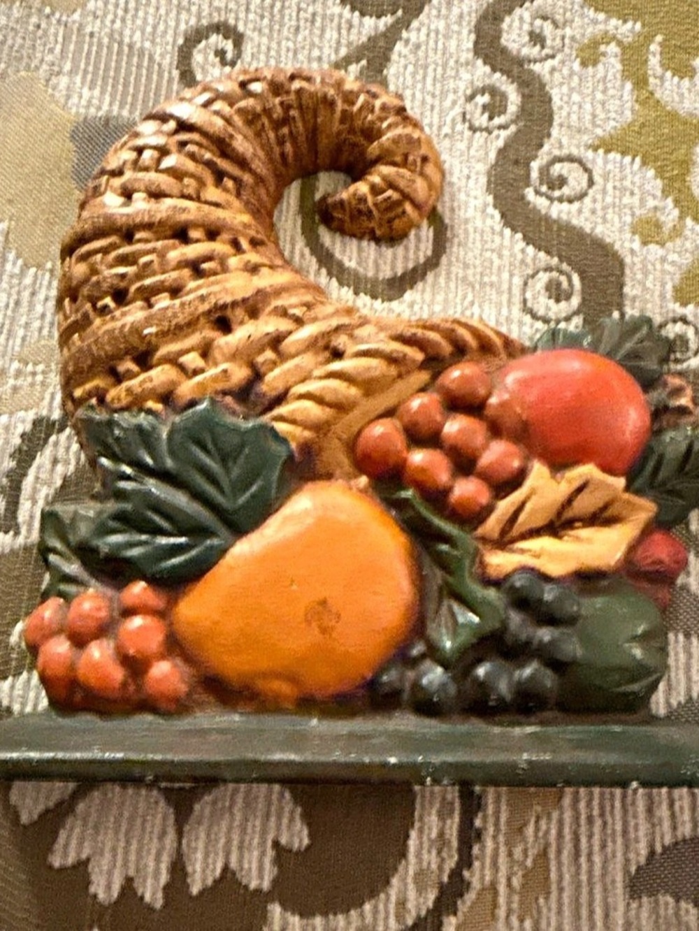 Harvest Cornucopia Decor Brown & Green cast iron door stopper vintage Thanksgivi
